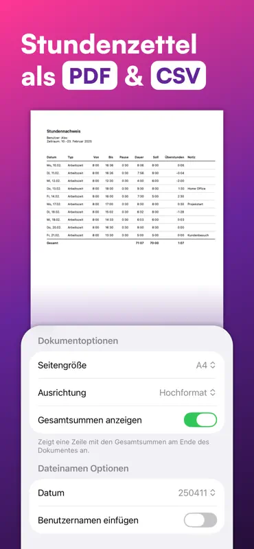 WorkTimes Arbeitszeiterfassung screenshot 5 of 9