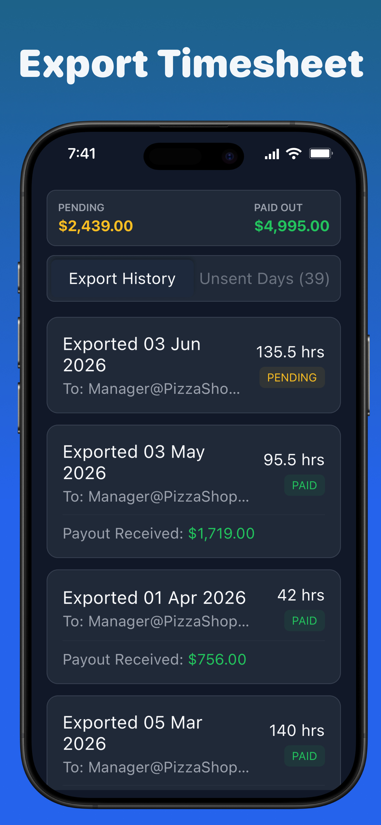 Work Hours Tracker: Time Clock screenshot 7