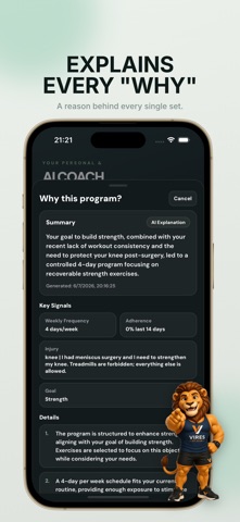 Vires: AI Workout & Coach iPhone screenshot