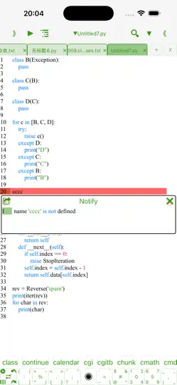 Screenshot von Python3 IDE Fresh Edition auf dem iPhone 4