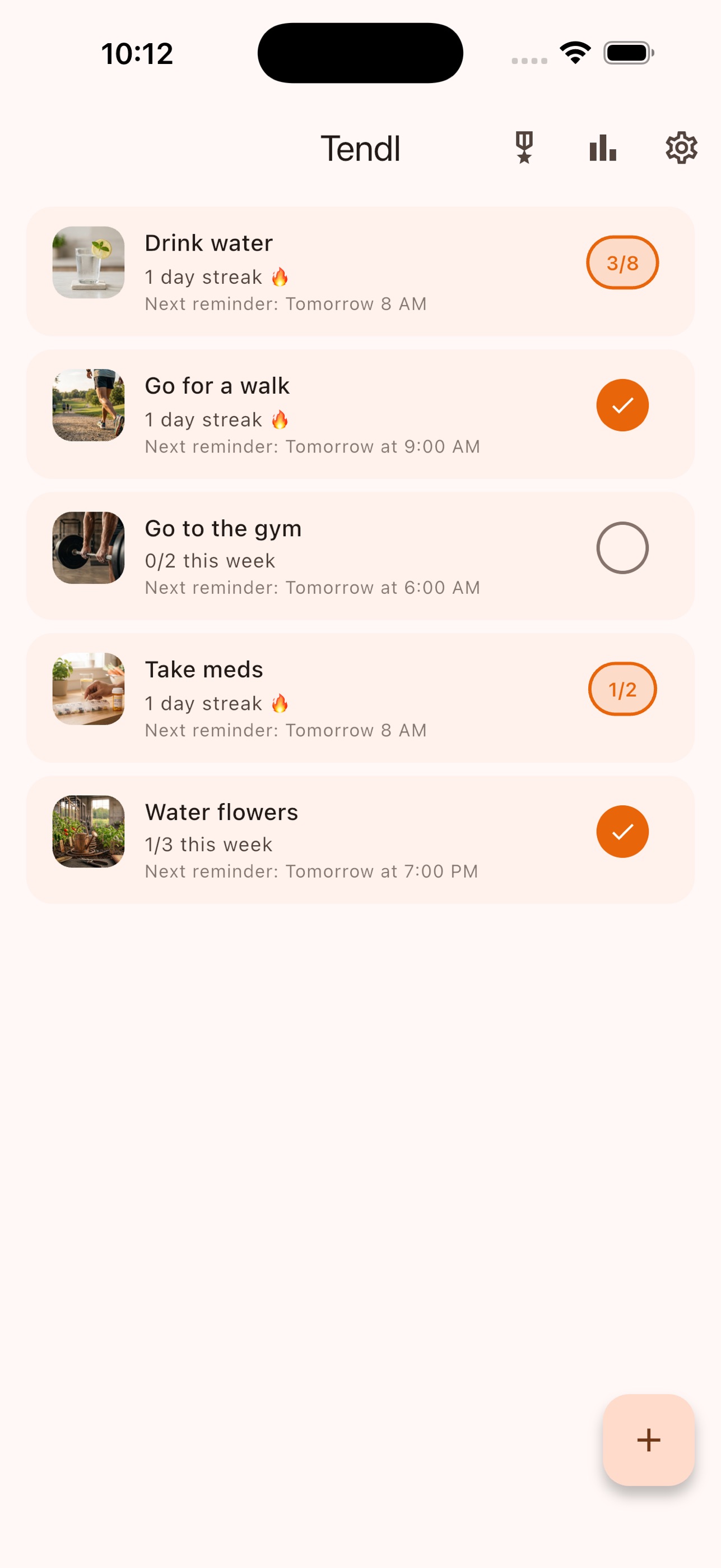 Screenshot 1 of Tendl: Habit Tracker