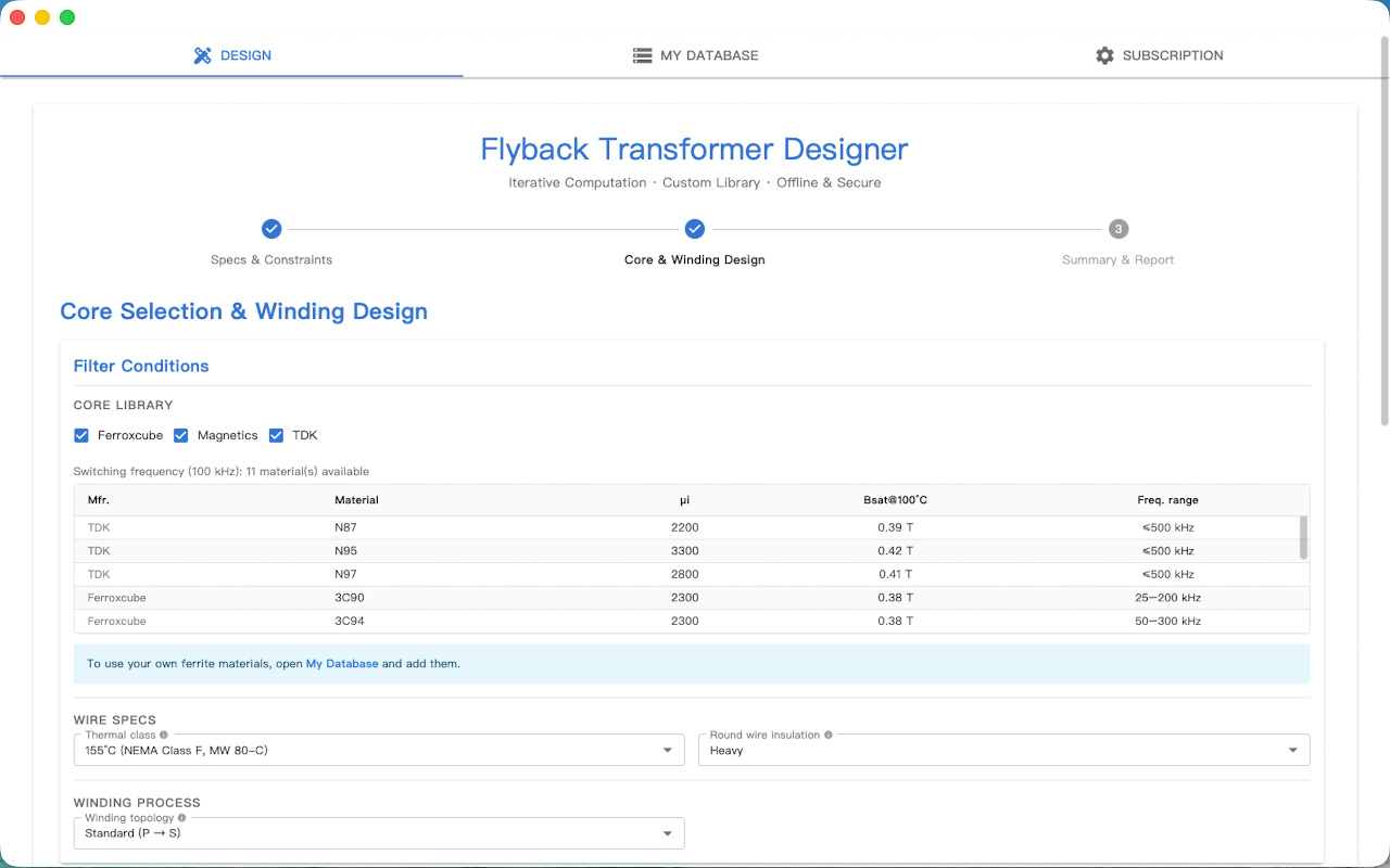 Flyback Transformer Designer