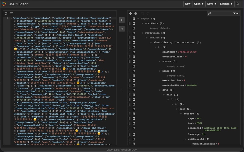 JSON Editor for SSEM DEV screenshot