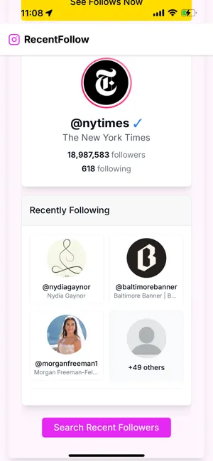 Recent Follow screenshot 1