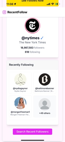 Recent Follow screenshot