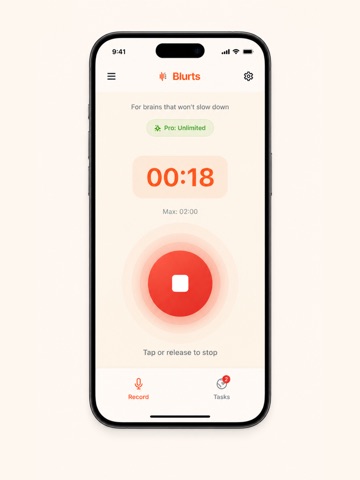 Blurts: Voice memos to tasks iPad screenshot