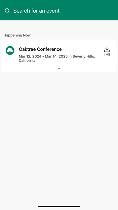 Oaktree Events Screenshot