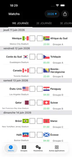 Capture d'écran de Calendrier Coupe Du Monde 2026 sur iPhone 1