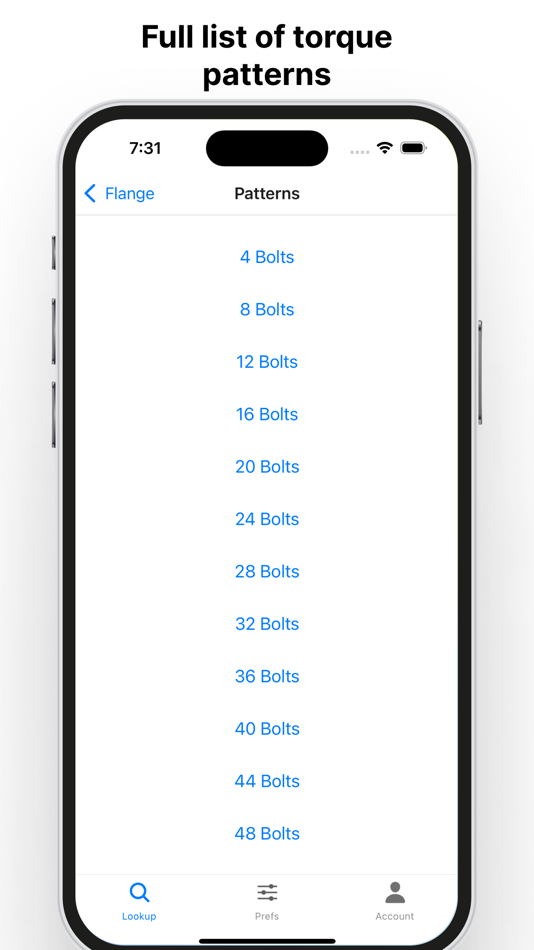 #7. Flange Bolt Size & Torque (iOS) 由: Open Source Consulting LLC