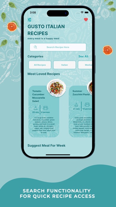 Gusto Italian Recipes Screenshot