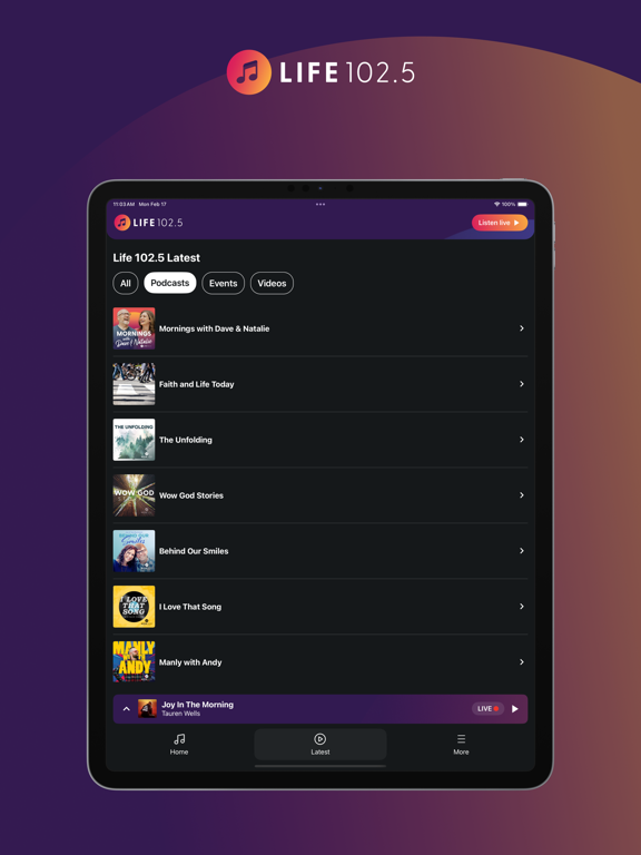 Life 102.5 iPad screenshot 4 - Music app