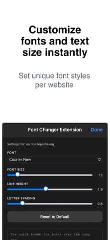 Font Changer for Safari のスクリーンショット