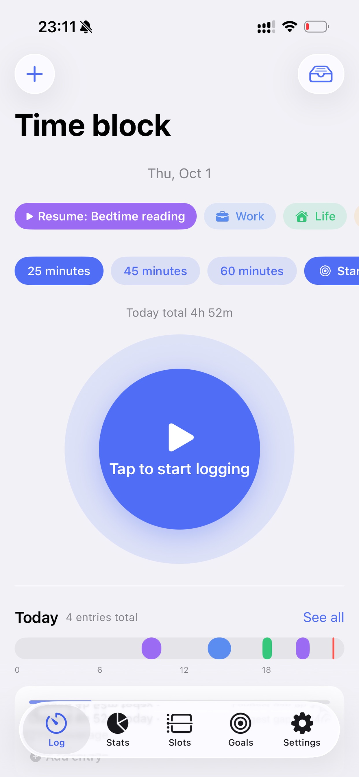 Screenshot 1 of WhereTimeGo: Time Tracker