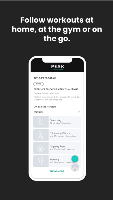 Peak Training App Screenshot