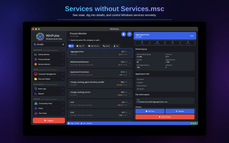 WinPulse - Windows Admin App screenshot