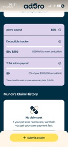 adoro pet insurance screenshot