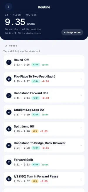 RoutineCheck: Gymnastics Score screenshot 1