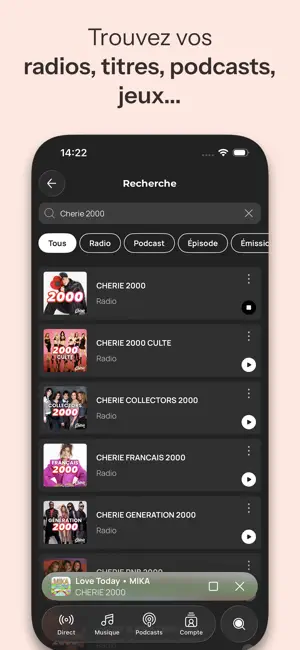Chérie FM : Radios & Podcasts iPhone screenshot 4