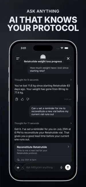 Milligram - Peptide Tracker screenshot 3