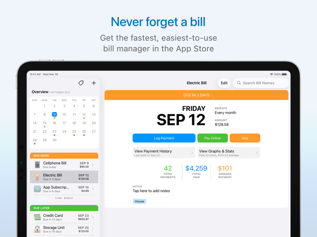 Chronicle - Bill Organizer Screenshot