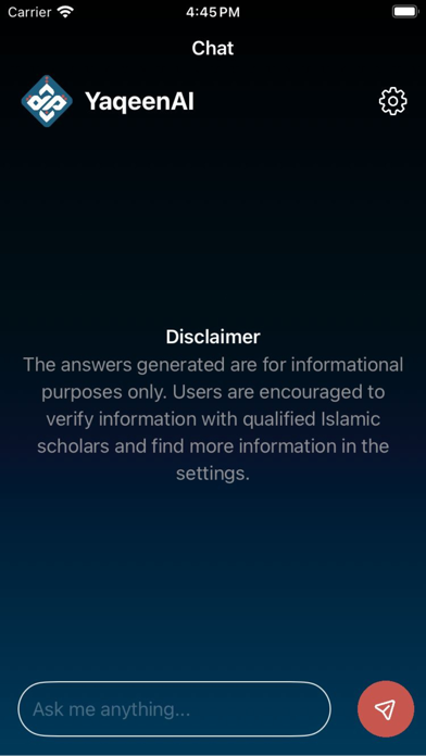 YaqeenAI - Islamic Chatbot Screenshot