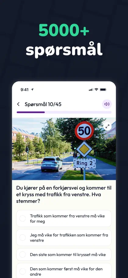 Screenshot 3 di 6 di Testen.no: Øv til teoriprøven