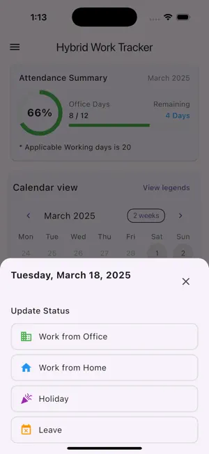 HybridWorkTracker screenshot 3