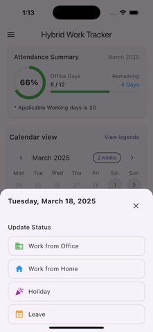 HybridWorkTracker screenshot