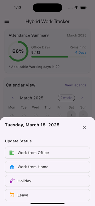 HybridWorkTracker Screenshot 3 of 4