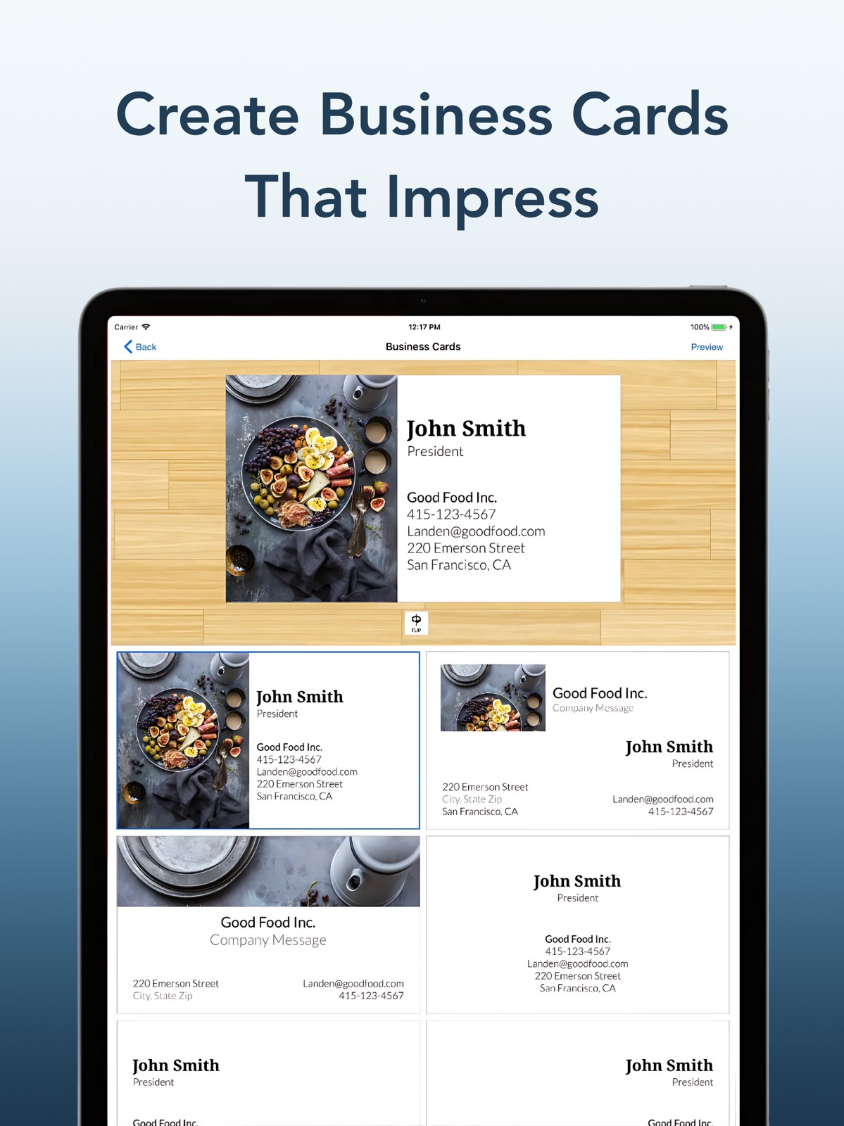 Impress: Business Card Maker ipad screenshot 1