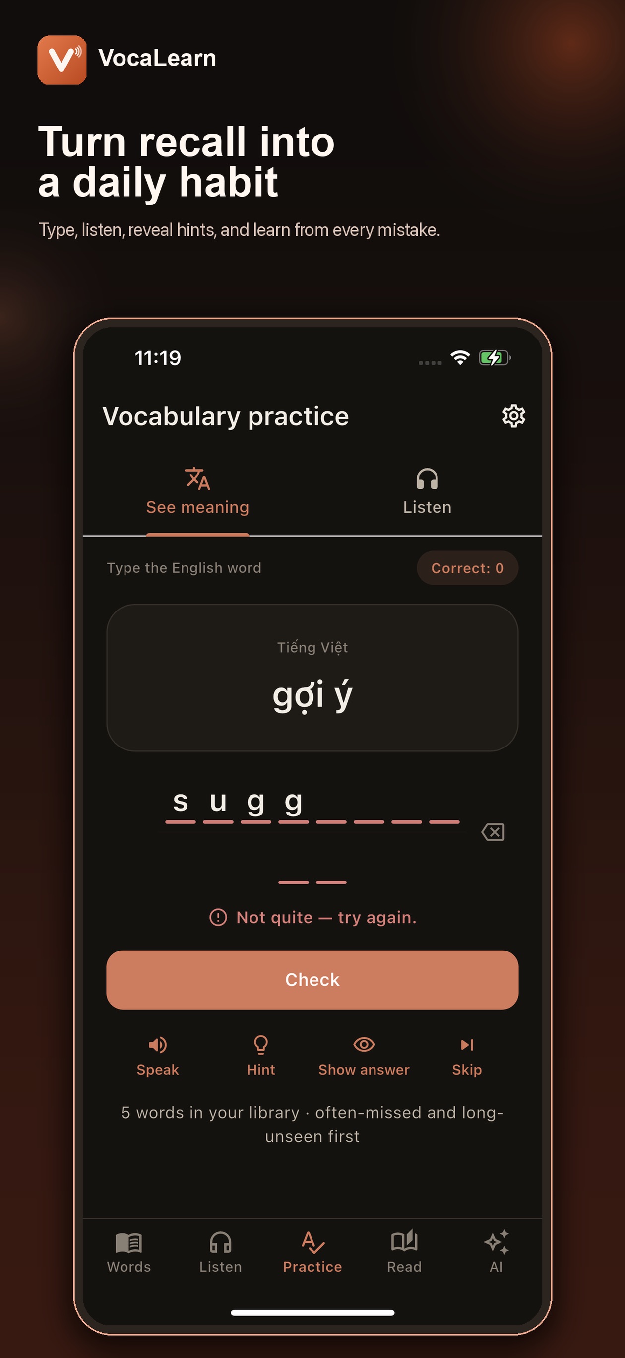 Screenshot 6 of VocaLearn: Nghe để học từ