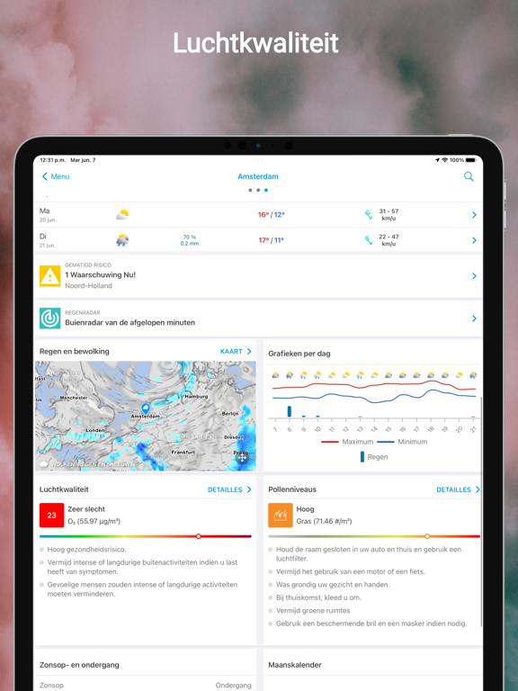 Het Weer 14 dagen Pro iPad app afbeelding 3