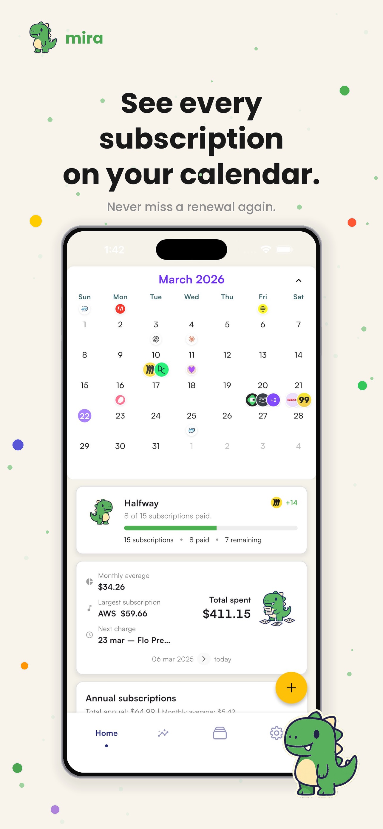 Mira: Subscription Tracker screenshot 1
