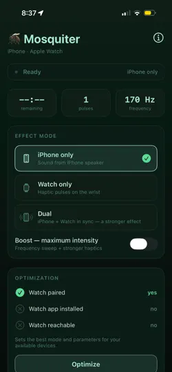 Screenshot von Mosquiter auf dem iPhone 1