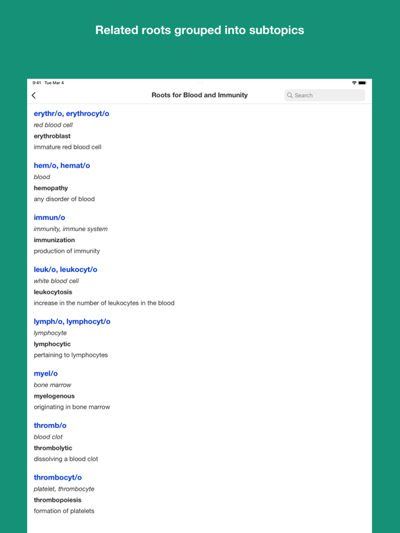 Medical terminology - roots iPad screenshot
