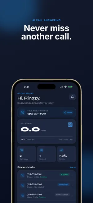 Ringzy: AI Receptionist screenshot 1
