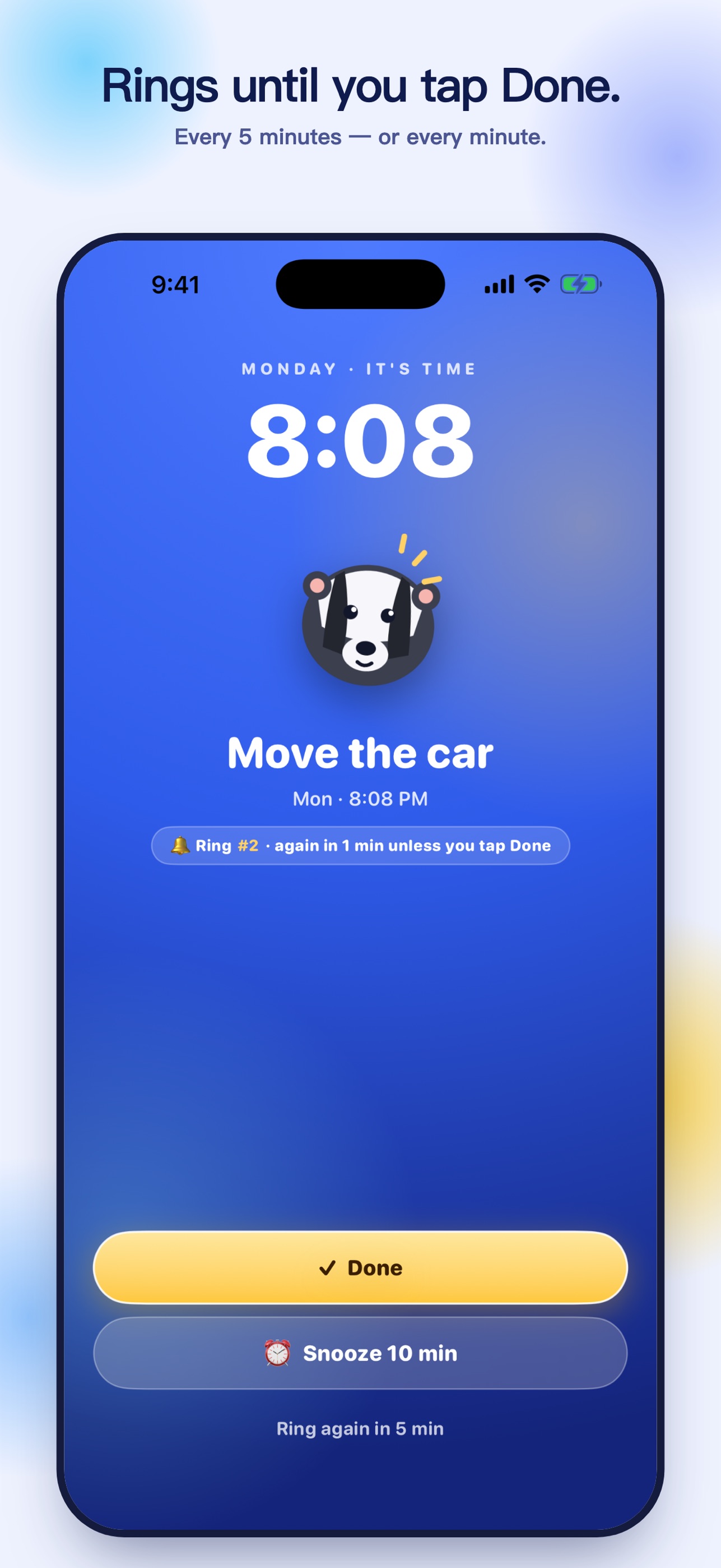 Screenshot 1 of Badger - Persistent Reminders