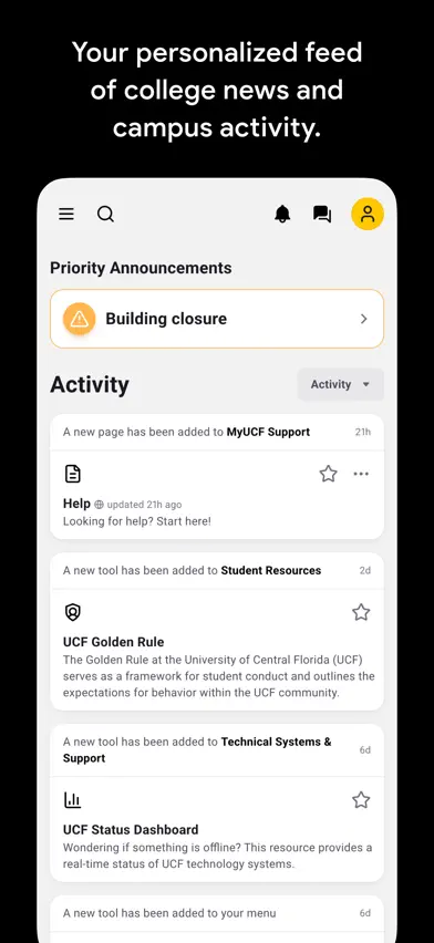 myUCF screenshot 3