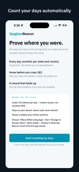 Residency Tracker - Spyglass screenshot 1