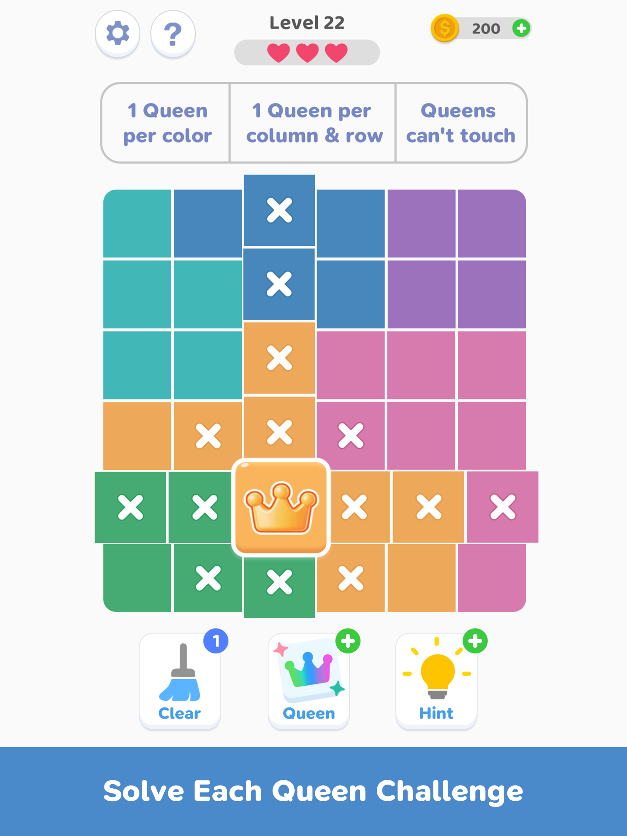 Place Queens - Logic Puzzle