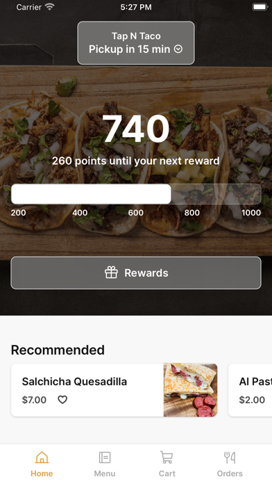 Screenshot 1 of Tap N Taco App