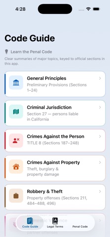 California Criminal Code iPhone screenshot
