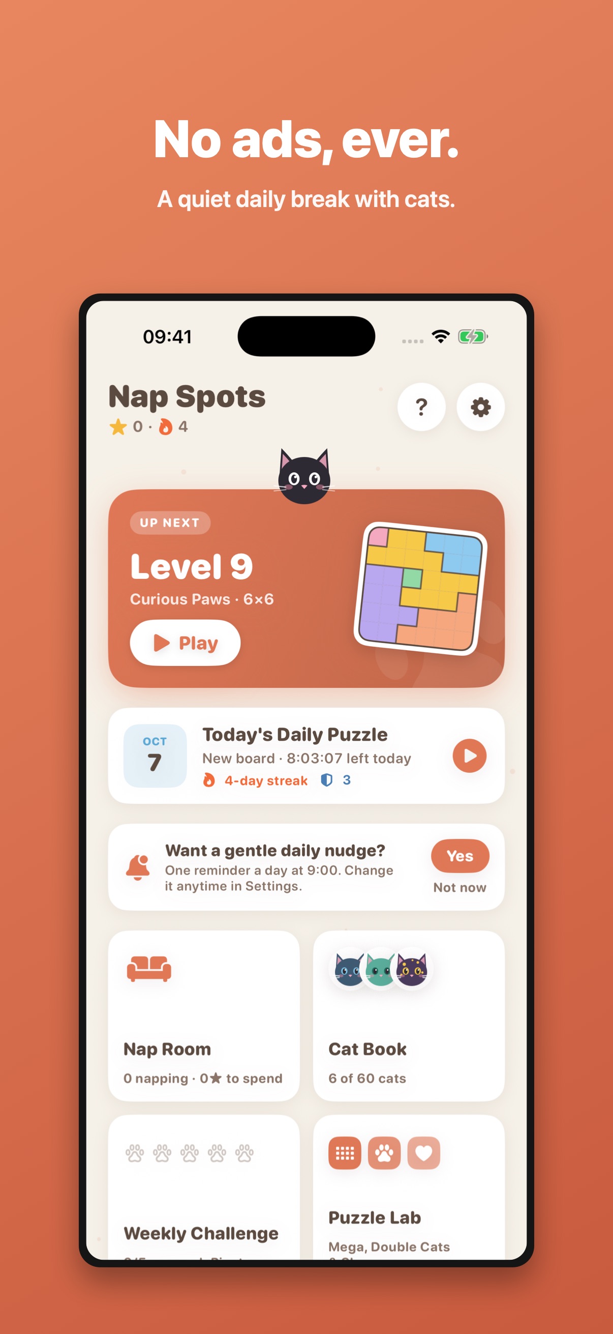 Screenshot 1 of Nap Spots: Cozy Cat Logic