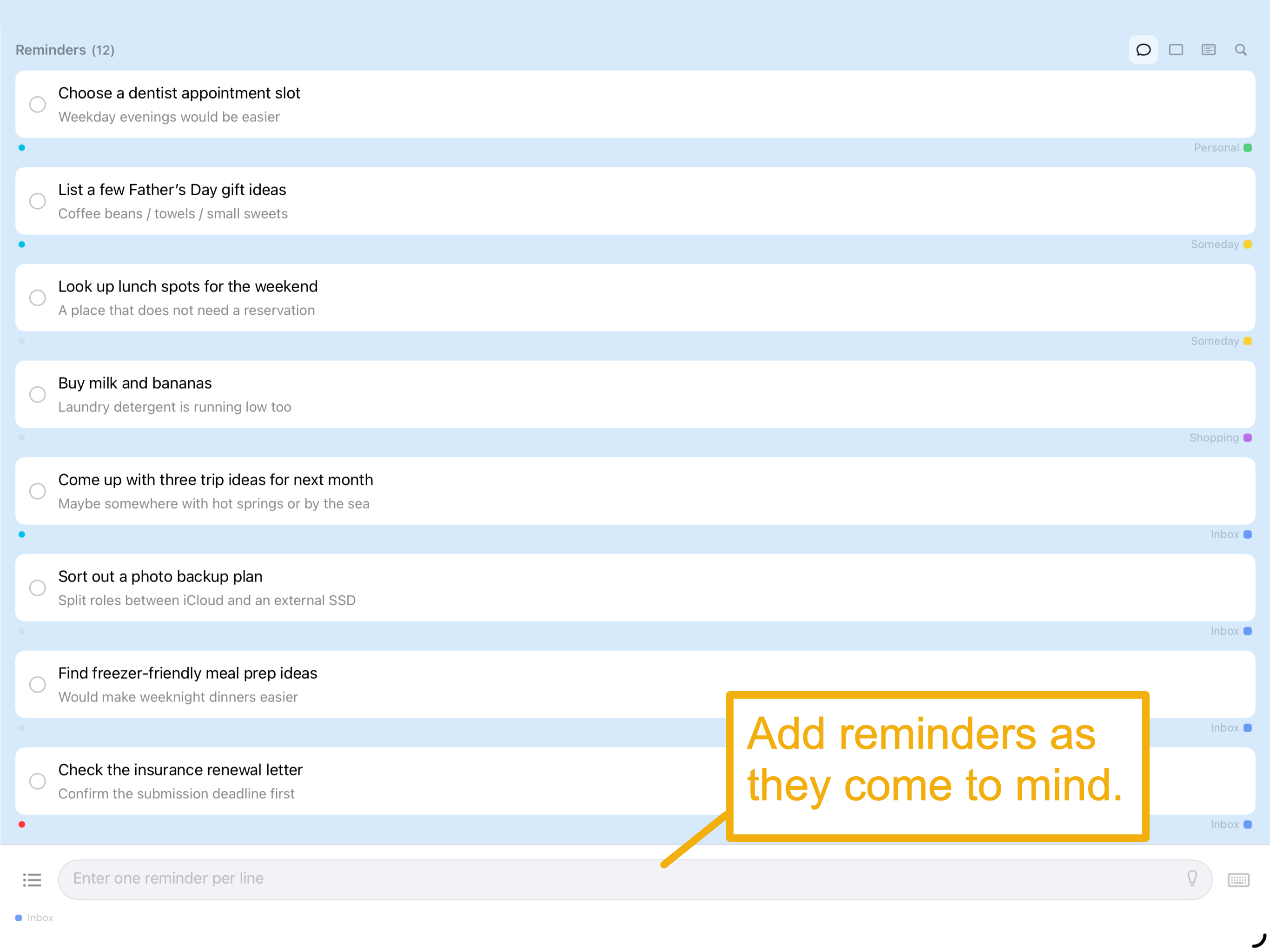 Reminder Inbox