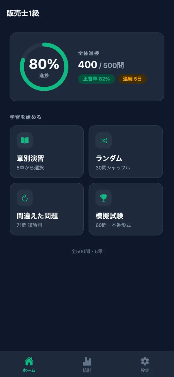 Screenshot #1 pour 販売士1級 対策問題集