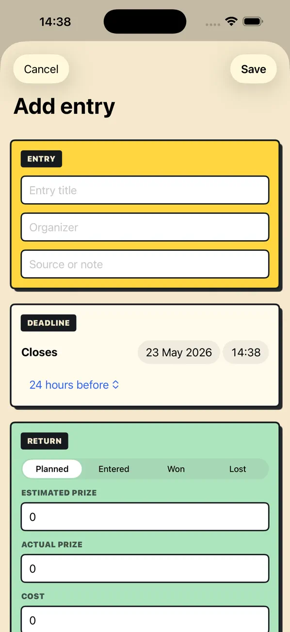 Screenshot #2 pour SWEEP Entry Tracker