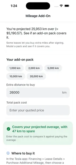 Captura de pantalla de LeasePace: Lease Mileage en iPhone 3