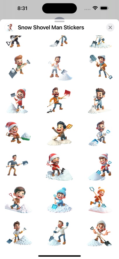 Snow Shovel Man Stickers