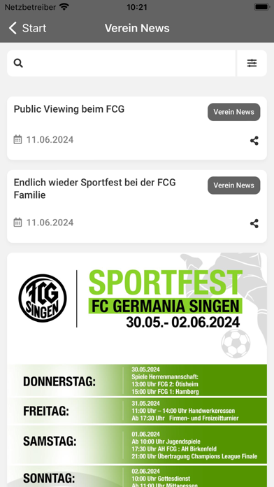 FC Germania Singen e.V. Screenshot