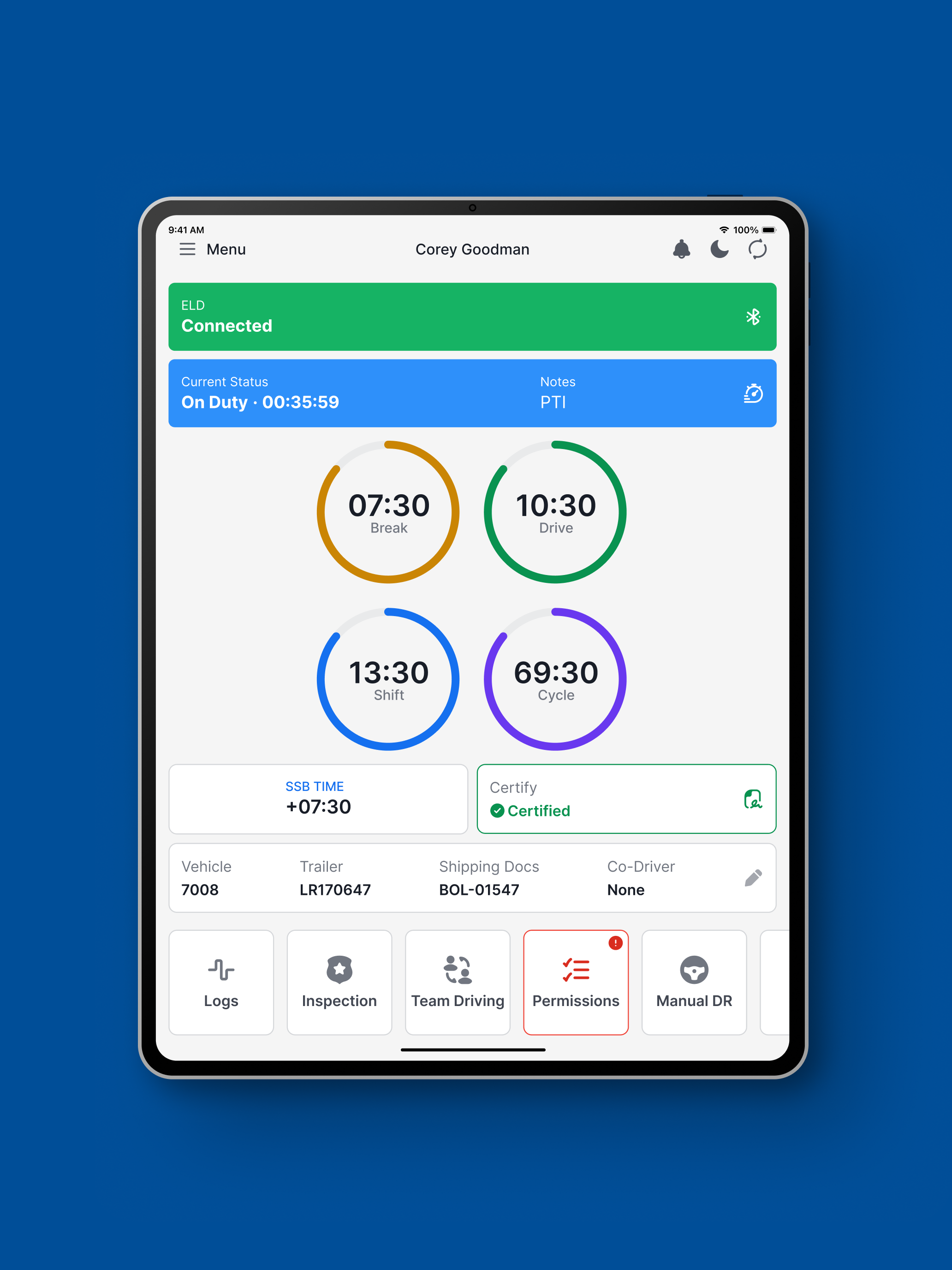 HOS App - Driver ELD Logbook